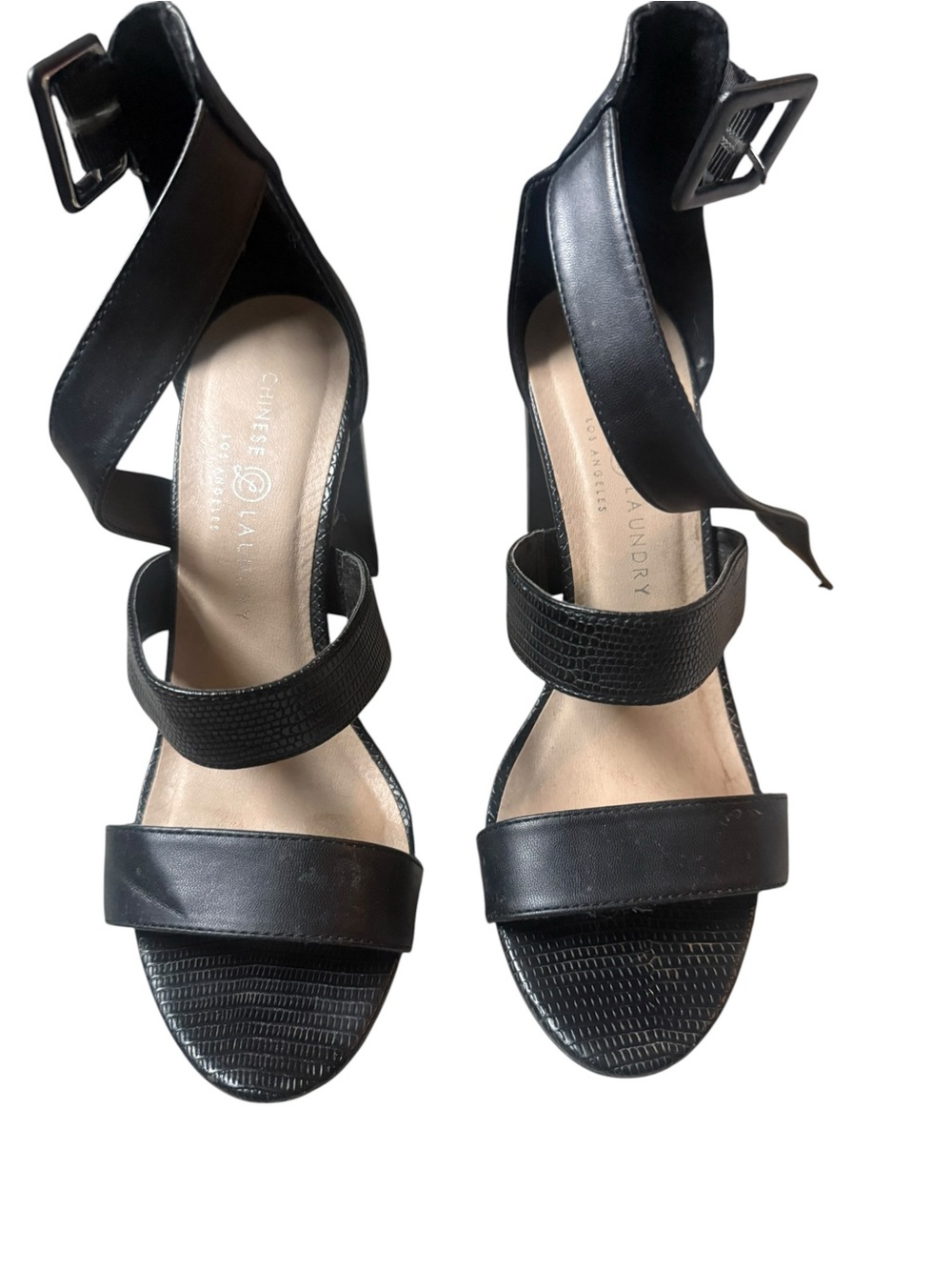 Chinese Laundry Black Strappy Block Heel Sandals women’s size 9